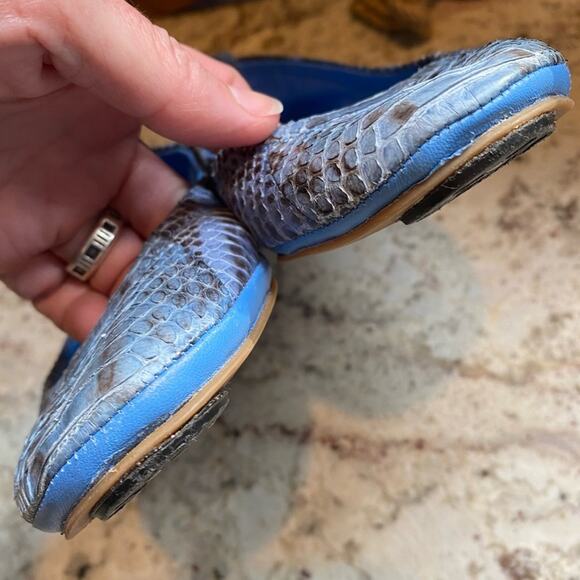 TORY BURCH Eddie Watersnake Light Blue Snake Ballet Flats Size sz 5.5 M - Picture 3 of 13